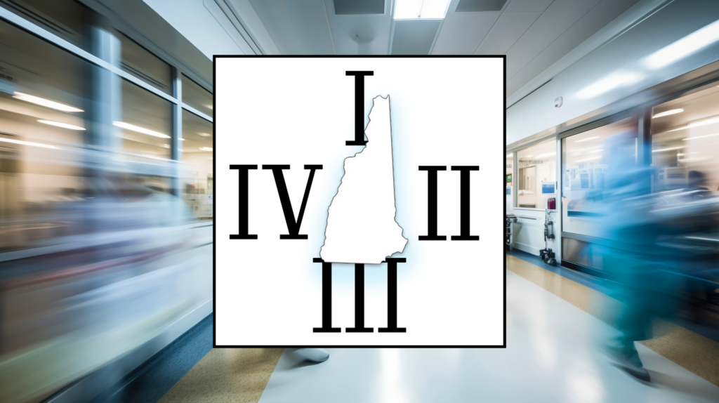 An image showing a busy hospital hallway with Roman numerals, which represent the trauma level designations